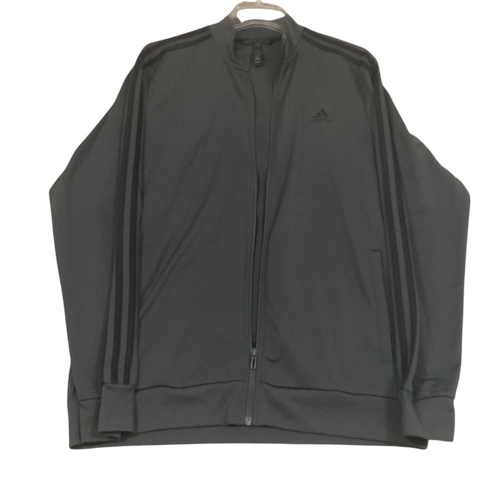 Adidas Mens Essentials Warm-Up Track Jacket‎ Carbon Grey Black H46103 Size L